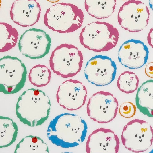 ふあふあ犬ちゃん セルフカットシール (透明)