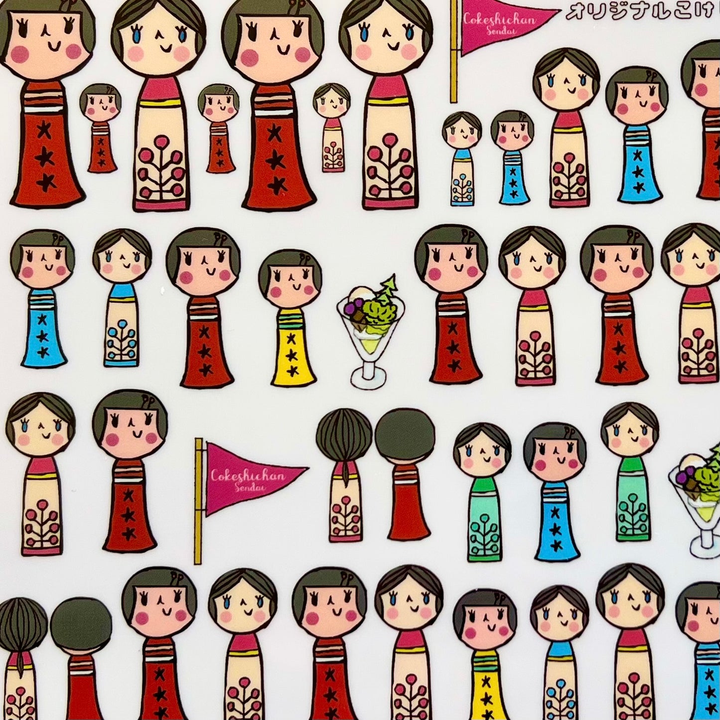 こけしちゃん セルフカットシール(透明)