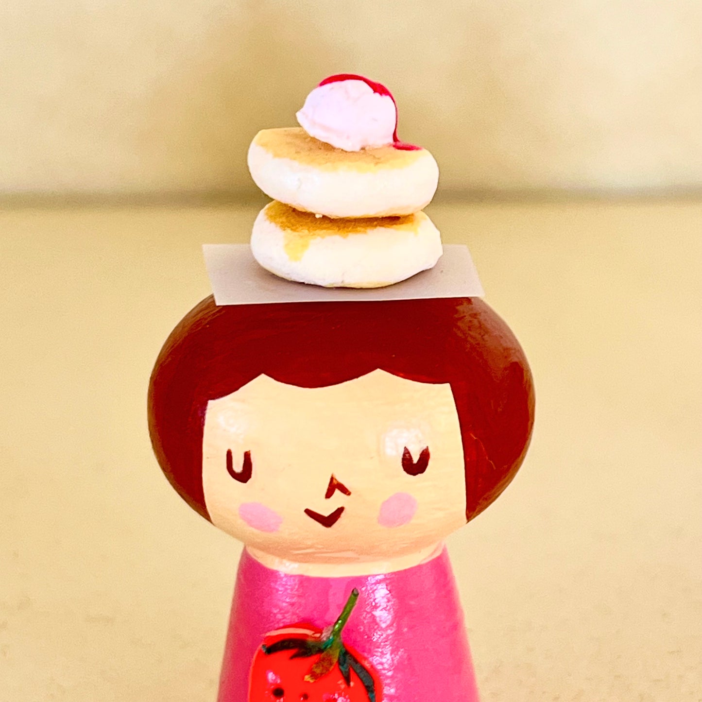 創作ミニこけし 仙台いちごパンケーキちゃん