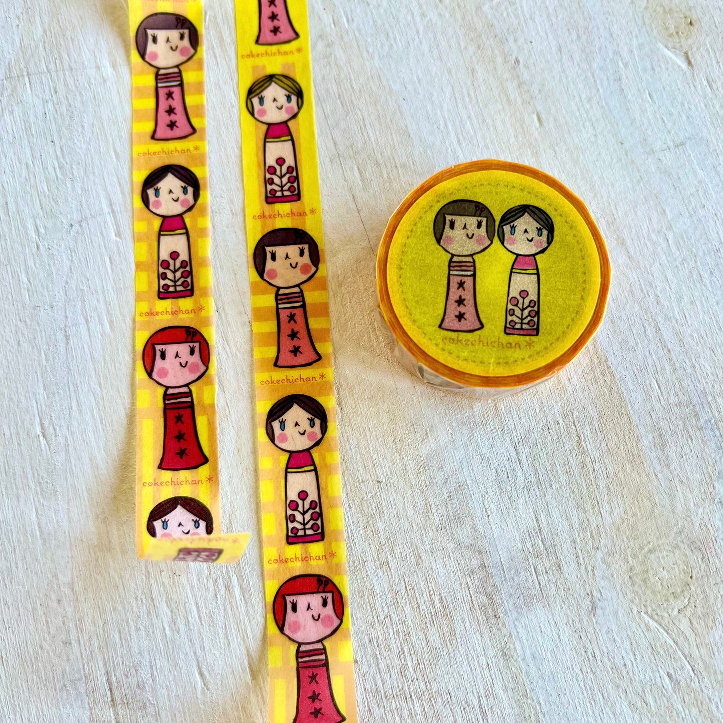 こけしちゃん マスキングテープ 黄色