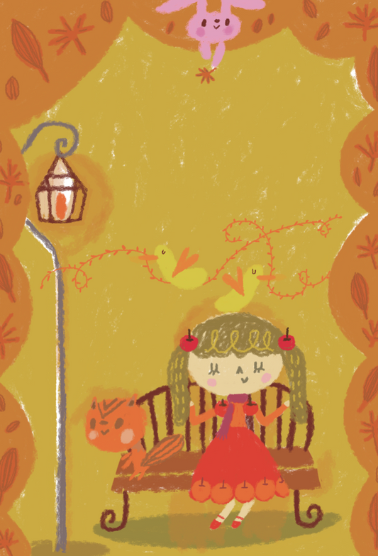 apple princess　ポストカード　秋の日の公園