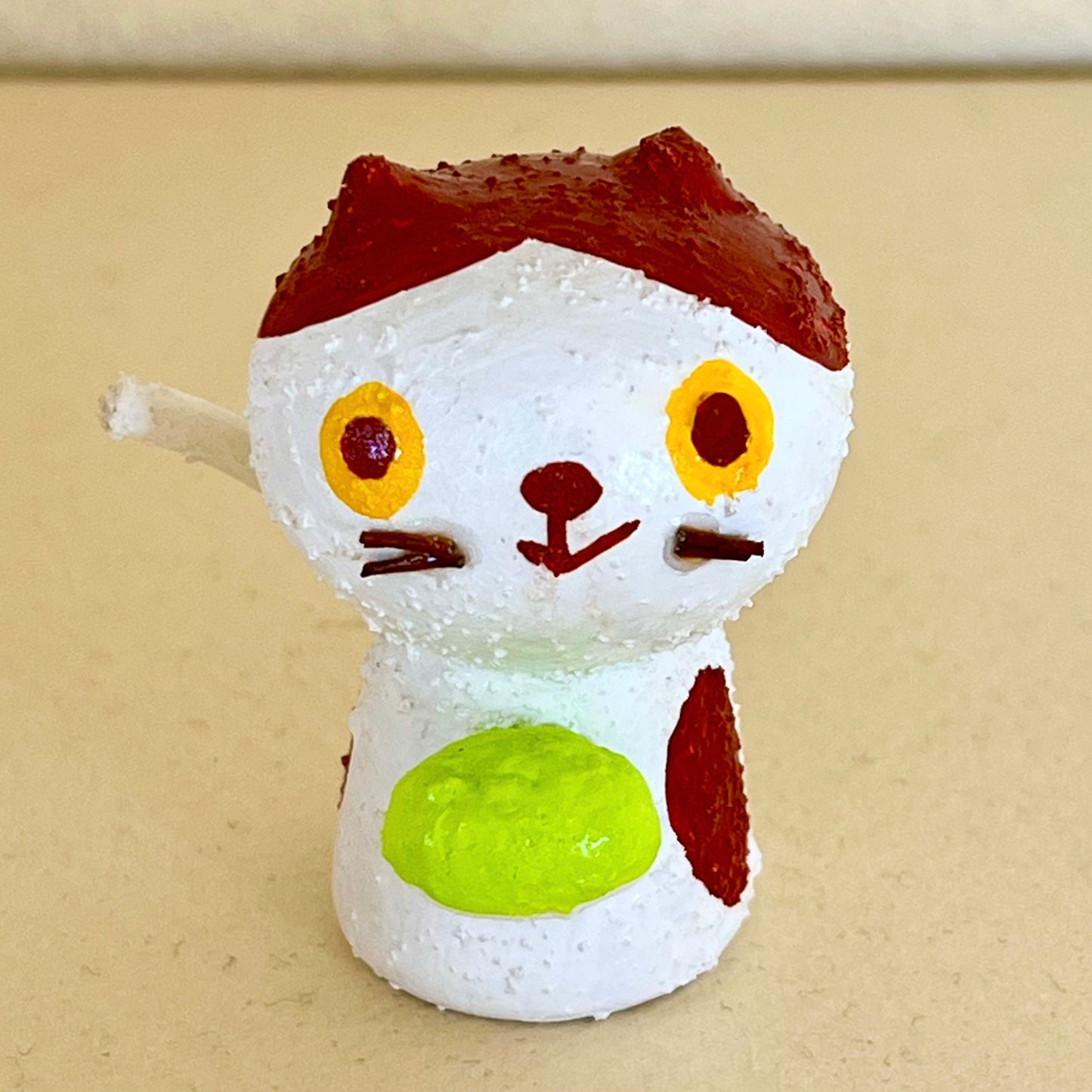 創作ミニこけし 白ネコちゃん(ずんだ餅)
