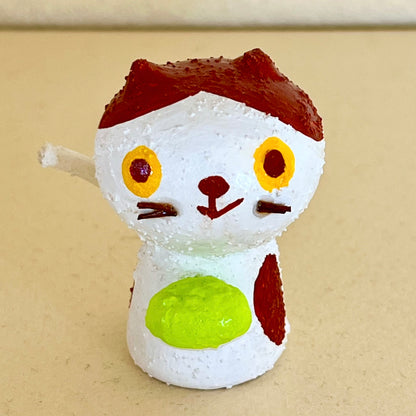 創作ミニこけし 白ネコちゃん(ずんだ餅)