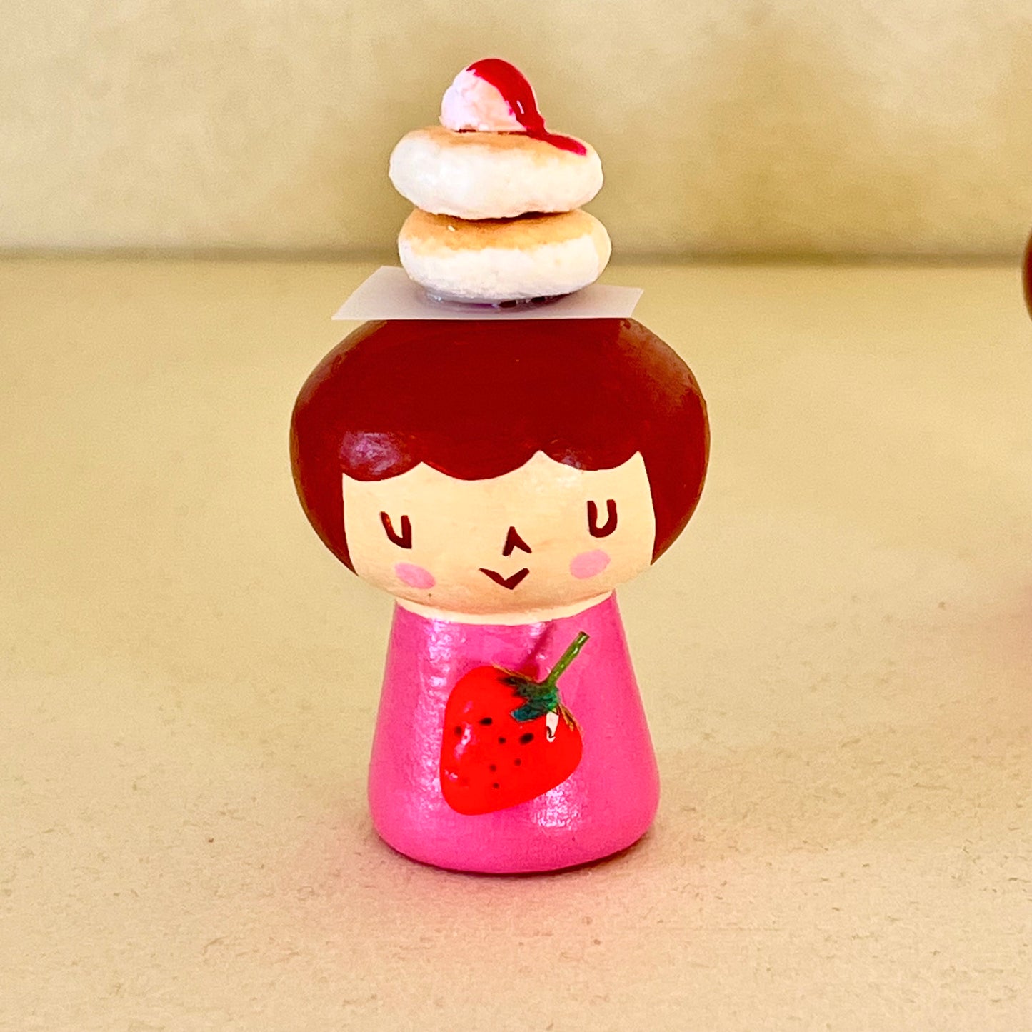 創作ミニこけし  仙台いちごパンケーキちゃん