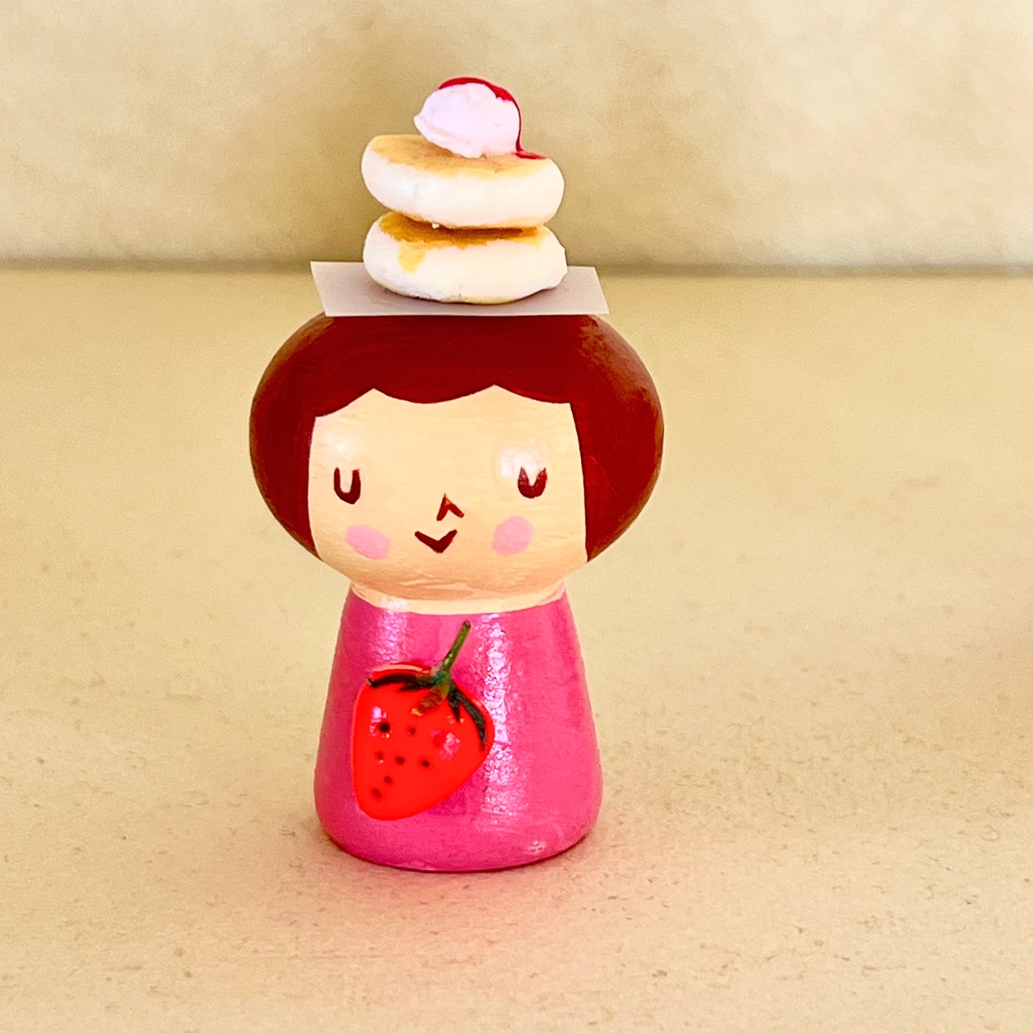 創作ミニこけし  仙台いちごパンケーキちゃん