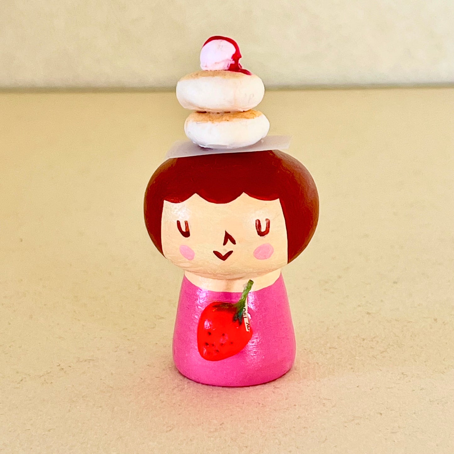 創作ミニこけし  仙台いちごパンケーキちゃん