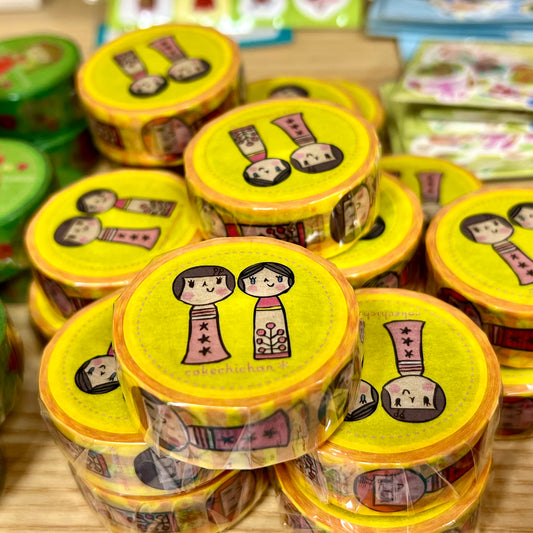 こけしちゃん　マスキングテープ 黄色